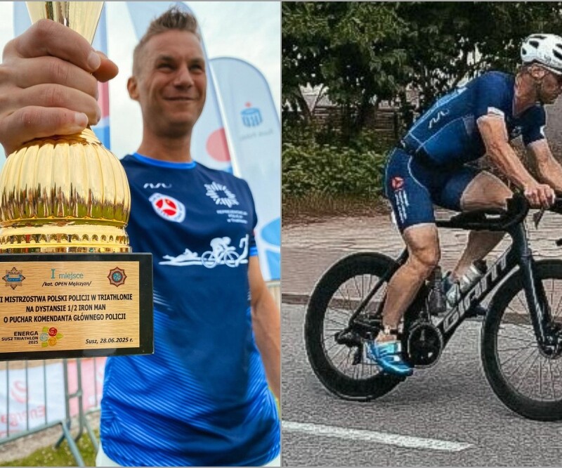 Policjant z Zabrza najlepszy w triathlonie! Jordan Kowalczyk zdobył złoto