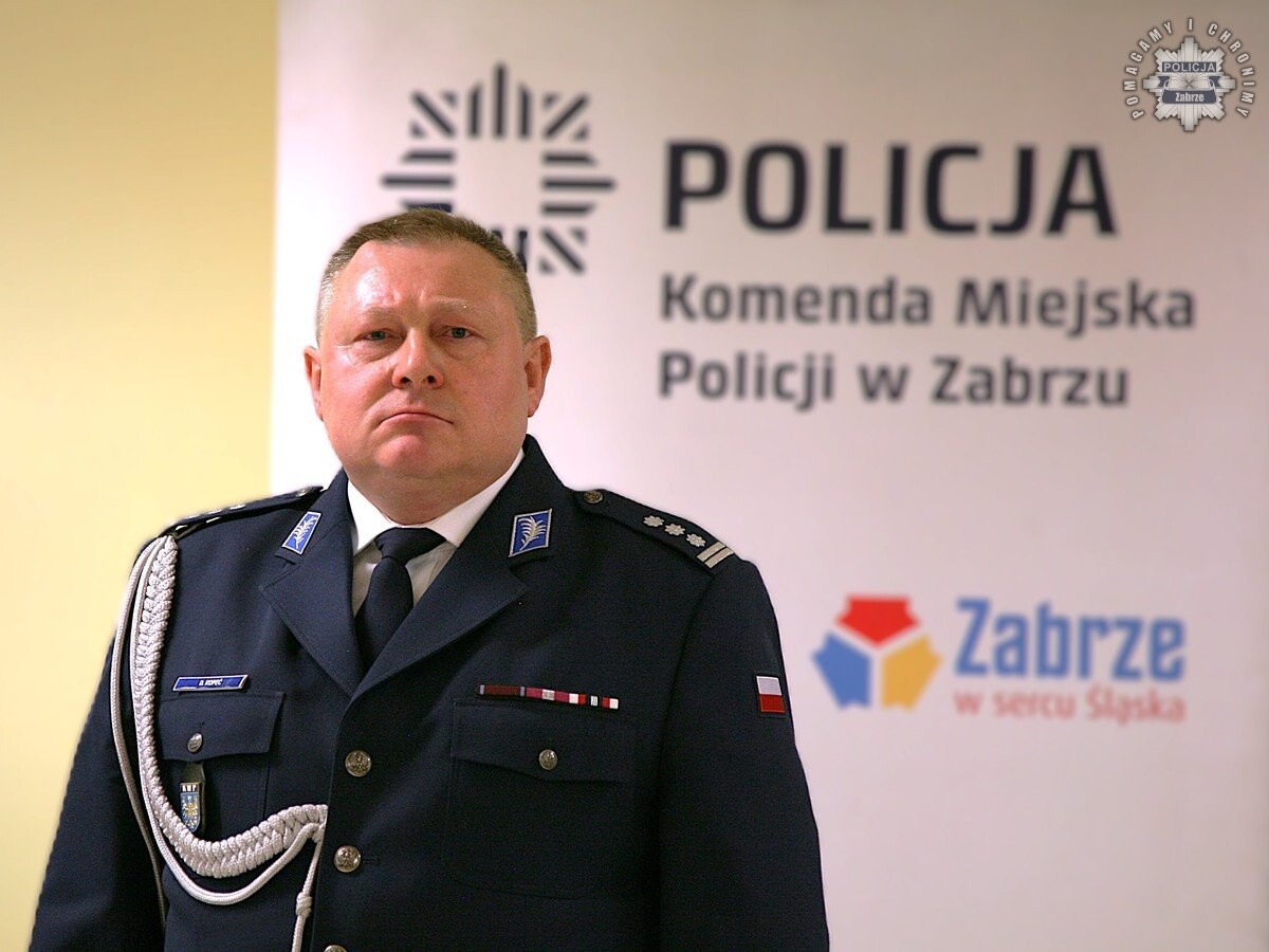 Od 10 stycznia młodszy inspektor Grzegorz Kasprzyk pełni funkcję Komendanta Miejskiego Policji w Zabrzu. / fot. KMP Zabre